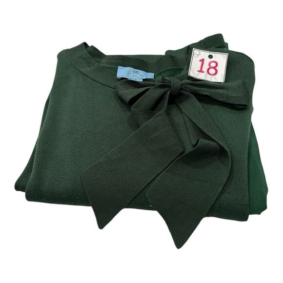 Cece Small Green Dress withh Sheer Sleeves and Bow - Picture 8 of 10